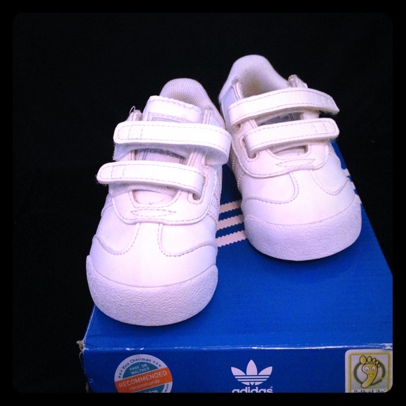 Toddler white adidas