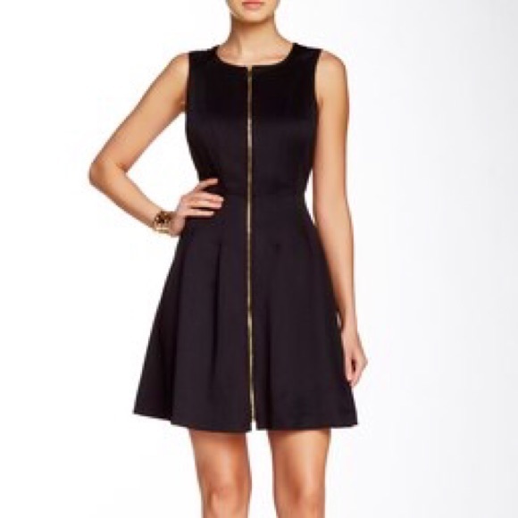 Black fit and flare zipper dress