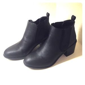Black Faux Leather Ankle Boots