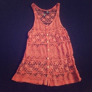 Full Tilt Coral Lace Top
