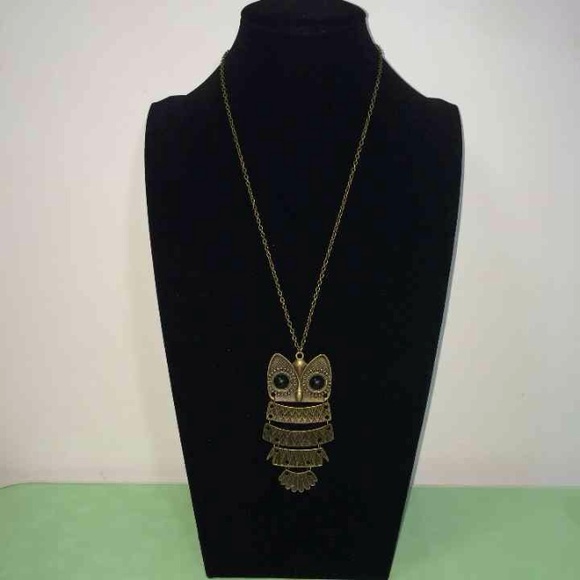 Cute Bronze Owl Pendant necklace