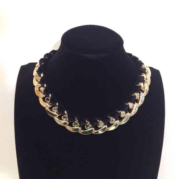 Golden chain statement necklace