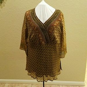 Top - Boho Chic sheer with lining/sheer sleeves