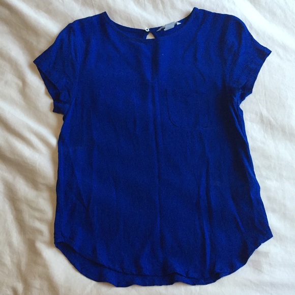 Cobalt shirt with keyhole back