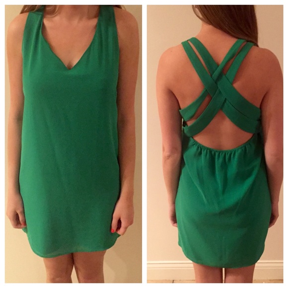 Green Cross Back Shift Dress