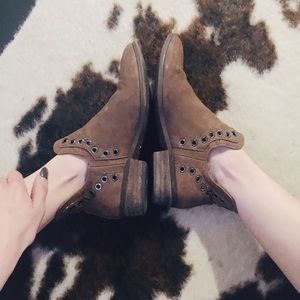 Grommetted Faux Leather Booties