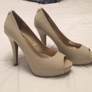 Nude peep toe heels 8.5