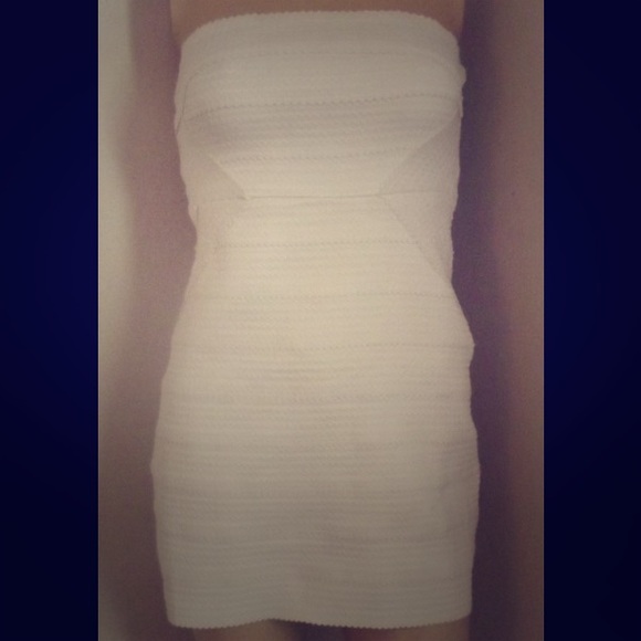 Honey Punch white strapless bandage dress