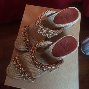 SOLD* Christian Louboutin espadrille wedge sandals