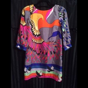 Tibi Silk Patterned Mini Dress 0
