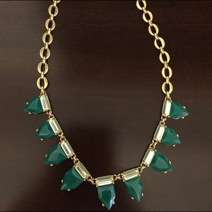 Stella & Dot green stone necklace on gold chain
