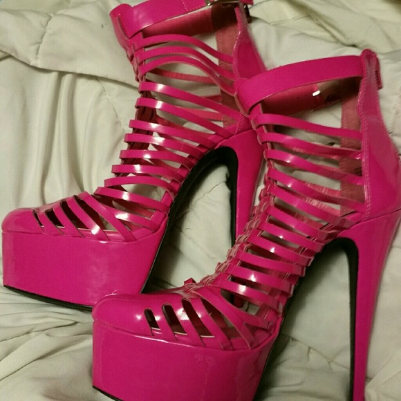 Penny Sue hot pink platform heels
