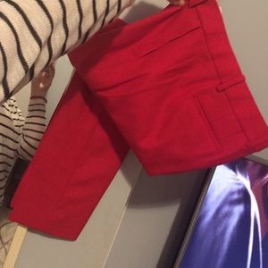 J crew red linen blend trousers slim fit preppy