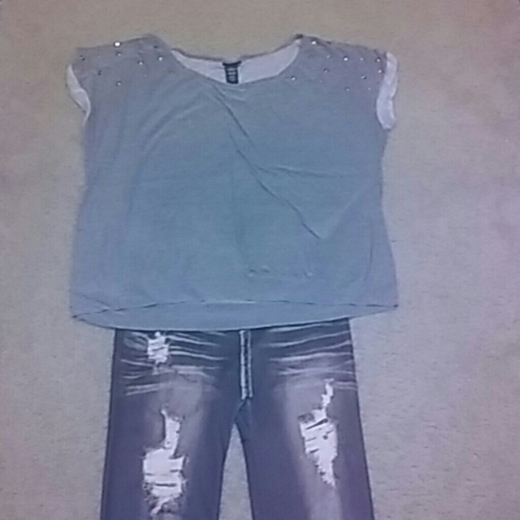 Grey Stud Shirt w/ Grey Jeggings