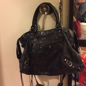 Distressed black bag