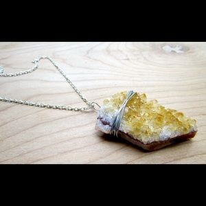 Citrite druzy crystal necklace.