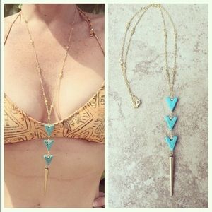 Arrowhead Necklace Turquoise Charm Spike Necklace