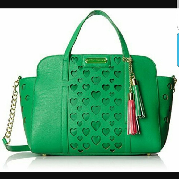 Betsey johnson open heart satchel in green