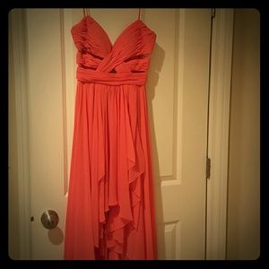 Coral pink high low dress by Cache