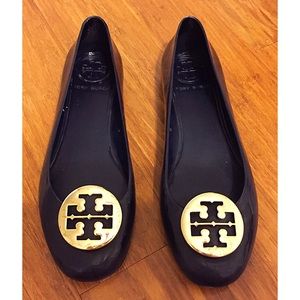 Navy Blue/Gold Tory Burch Rubber Flats - 7 1/2