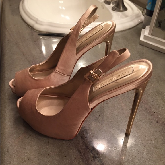 BCBGMaxAzria silk champagne heels