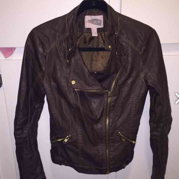 Faux brown leather jacket
