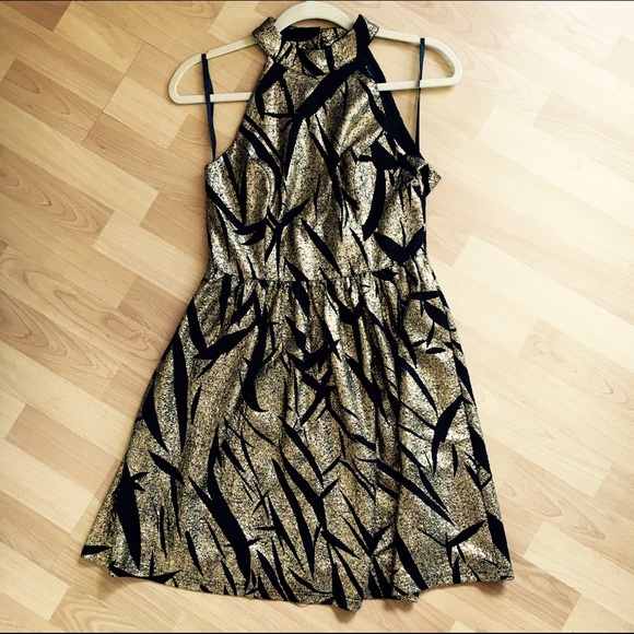 En Creme Black and Gold Dress