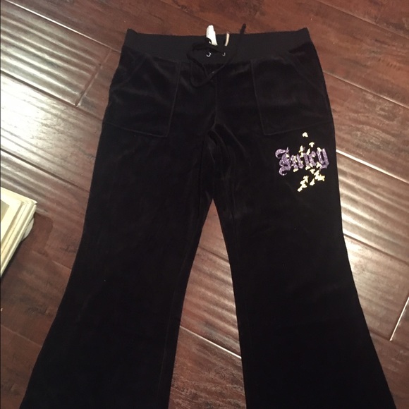 Juicy Couture back pocket black Velour XL