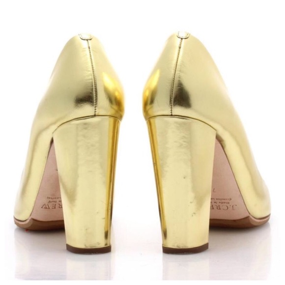 J. Crew Gold Leather Etta Cap Toe Heels 🌾 - Picture 2 of 4