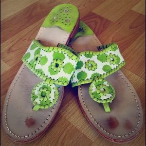 White with Green Polka Dot Jack Rogers