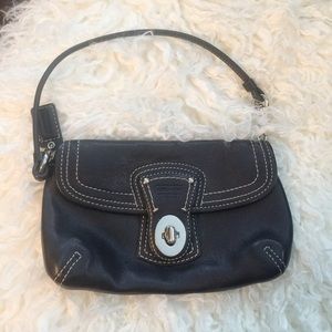 Coach black leather wristlet