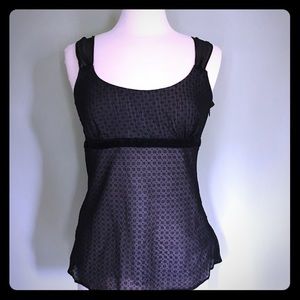Ann Taylor LOFT Black Sheer Overlay Top Size 8 👯