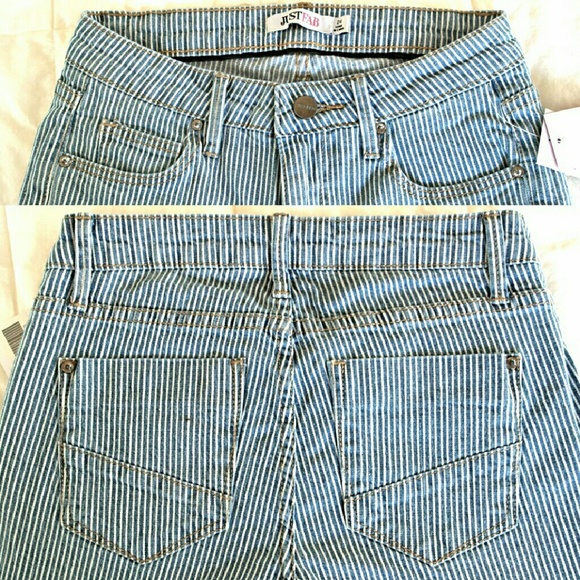 Nautical pin stripe cropped mid rise skinny jeans - Picture 3 of 4