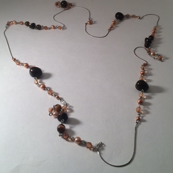 Vintage Necklace with tiger eyes , pearls