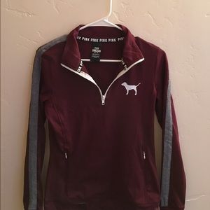 VICTORIAS SECRET PINK MAROON HALF ZIP ULITMATE💖💣