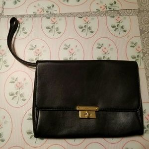 Fossil black leather clutch