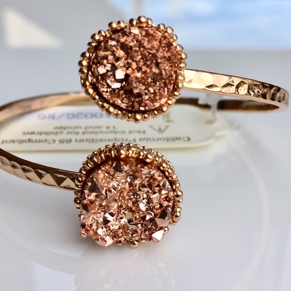 Rose gold faux Druzy gold cuff bracelet - Picture 5 of 5