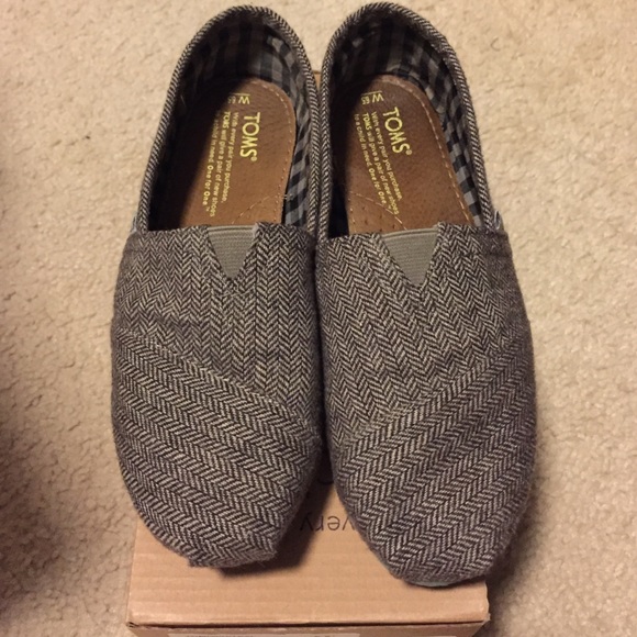Herringbone Toms with Teal Bottoms