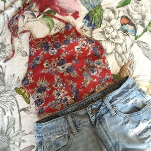 Sheer Floral Summer Halter Tie Top ☀️🏖