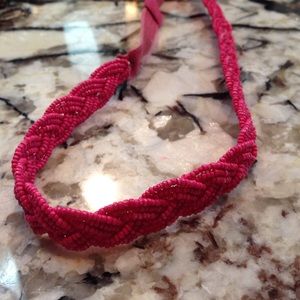 Pink braided beaded headband