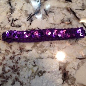 80s theme purple sequin headband