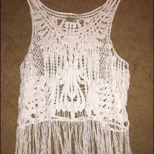white crochet crop top
