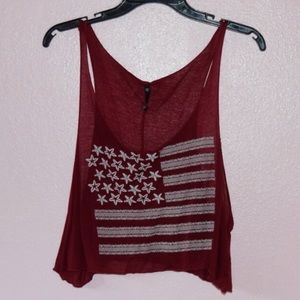 Maroon Tank with Embroidered Flag