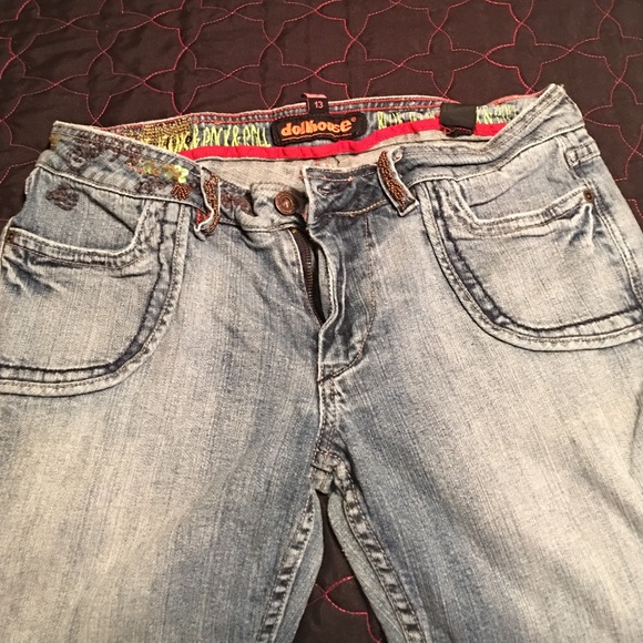 Dollhouse jeans with beads.
