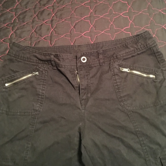 Black cargo cotton pants