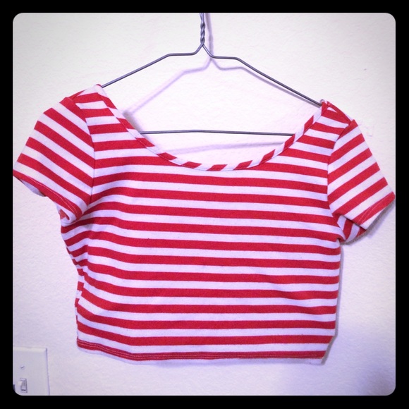 Red and white striped crop top