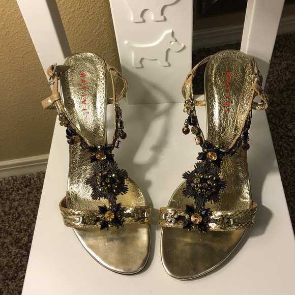 Mativi Gold high hills sandals size 38 euro - Picture 2 of 3