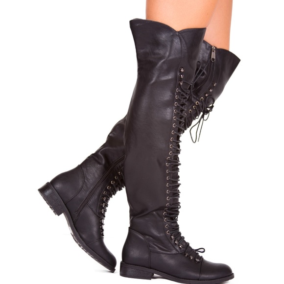 Thigh High Flat Boots - Picture 3 of 4