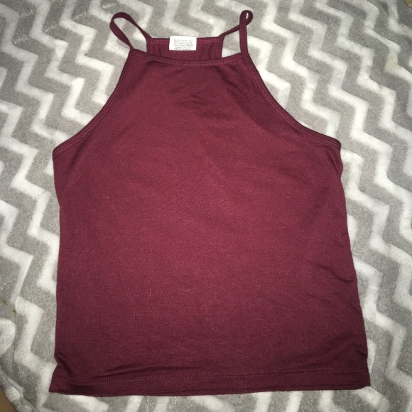 maroon cropped halter