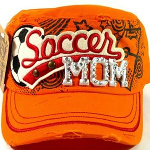 Orange Soccer Mom Bling Cadet Hat